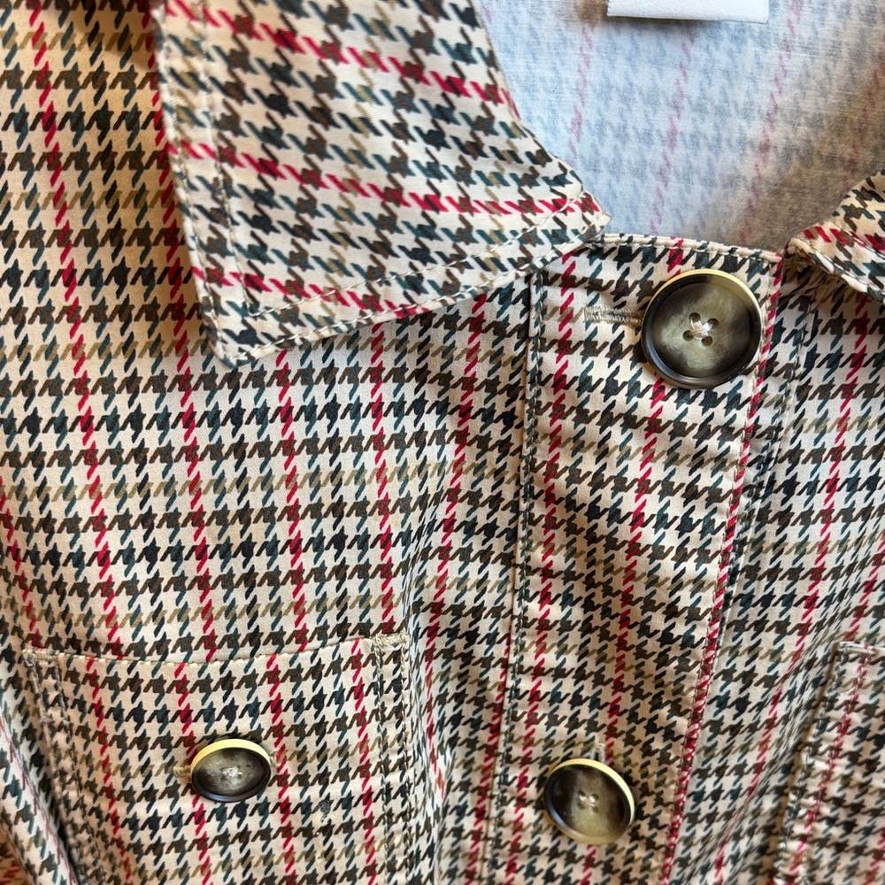 CAbi Multicolored Houndstooth Trench Coat - Academia, Old Money, Preppy, Classy